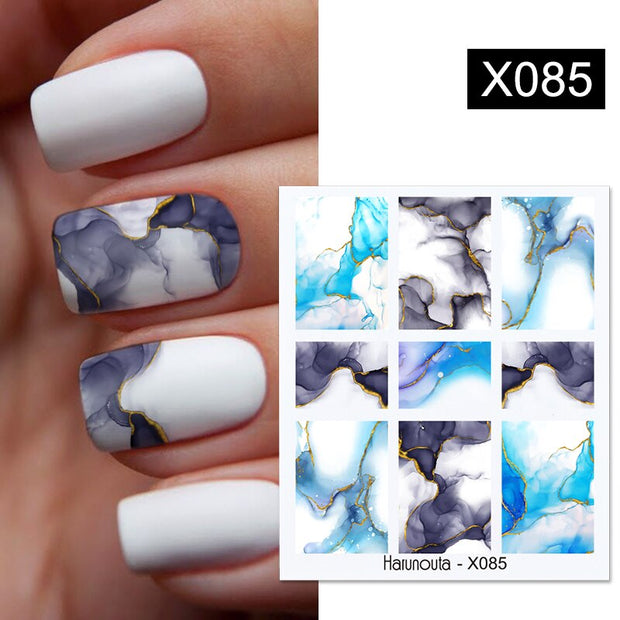 Harunouta Gold Black Tropical Plants Water Decals Stickers Leaves Flower Geometrics Slider For Nails Summer Nail Art Decoration 0 DailyAlertDeals   
