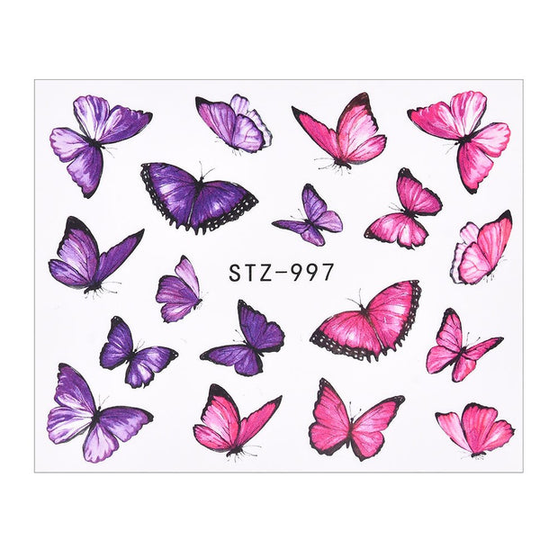 3D Watercolor Butterflies Sliders Nail Art Water Transfer Decal Sticker Blue Valentine&#39;s Day Nail Decoration Tattoo Manicure 0 DailyAlertDeals TA621  