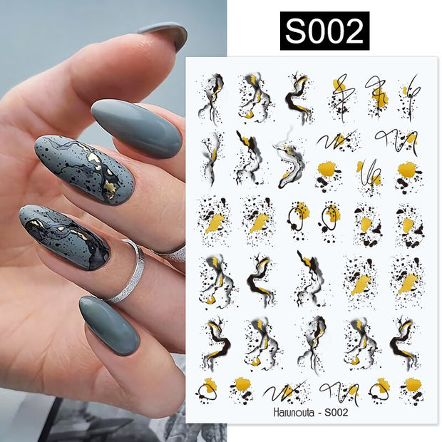 Harunouta Gold Flower Leaves Water Decals Slider Lines Geometrics Spring Summer Nail Art Transfer 3D Stickers DIY Watermarks 0 DailyAlertDeals S002  