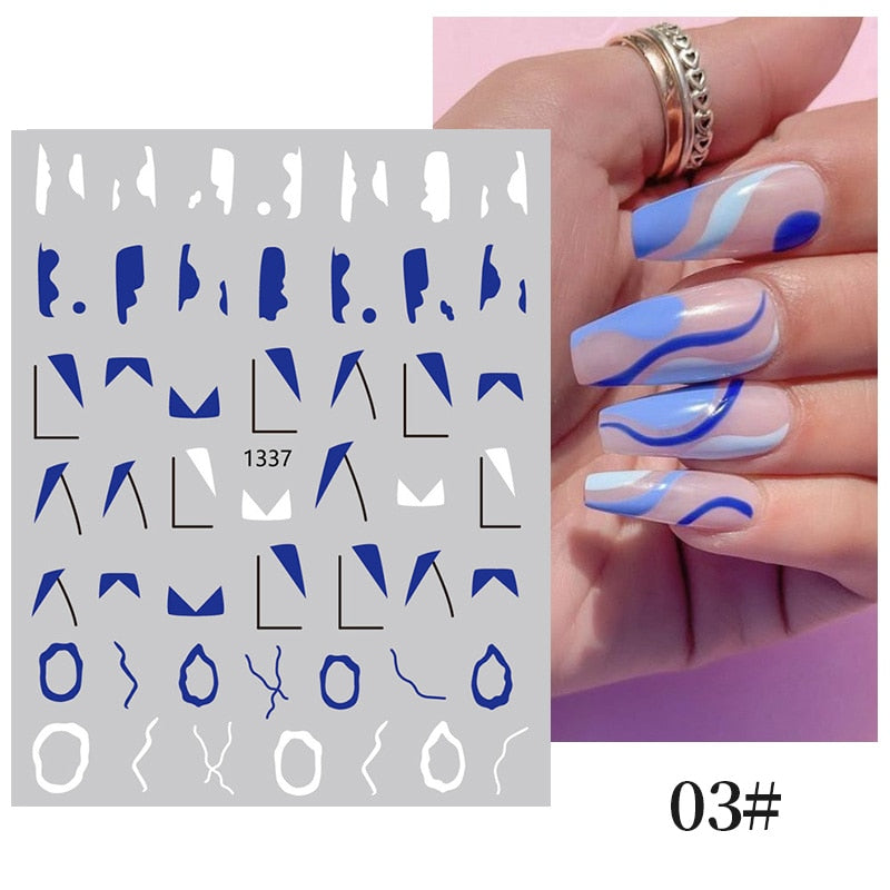 French 3D Nail Decals Stickers Stripe Line French Tips Transfer Nail Art Manicure Decoration Gold Reflective Glitter Stickers nail art DailyAlertDeals 1337  