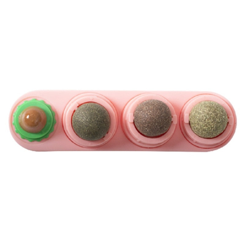 Pet Cat Catnip Wall Ball Cat Toy Catnip Balls Snack Healthy Rotatable Treats Toy Kitten Playing Chewing Cleaning Teeth Toys Food Cat toy catnip balls DailyAlertDeals Pink China 