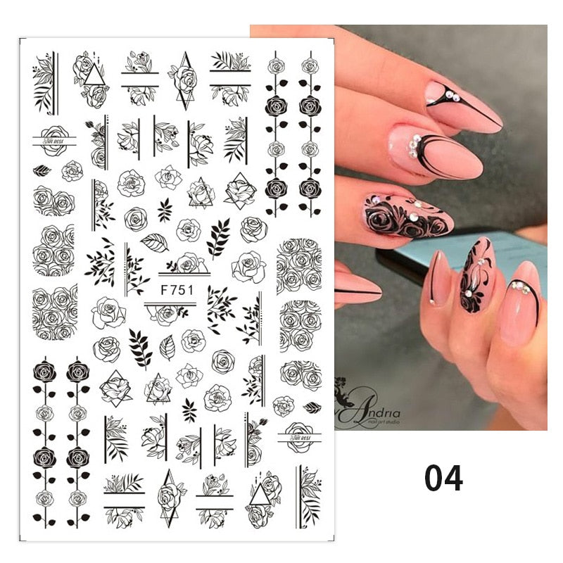 Harunouta 2022 NEW Gold Bronzing Slider Nail Art 3D Decals Decoration Flower Leaves Nail Art Sticker DIY Manicure Transfer Decal 0 DailyAlertDeals 13  