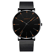 2022 Minimalist Men Fashion Ultra Thin Watches Simple Men Business Stainless Steel Mesh Belt Quartz Watch relogio masculino 0 DailyAlertDeals Mesh Black Orange  