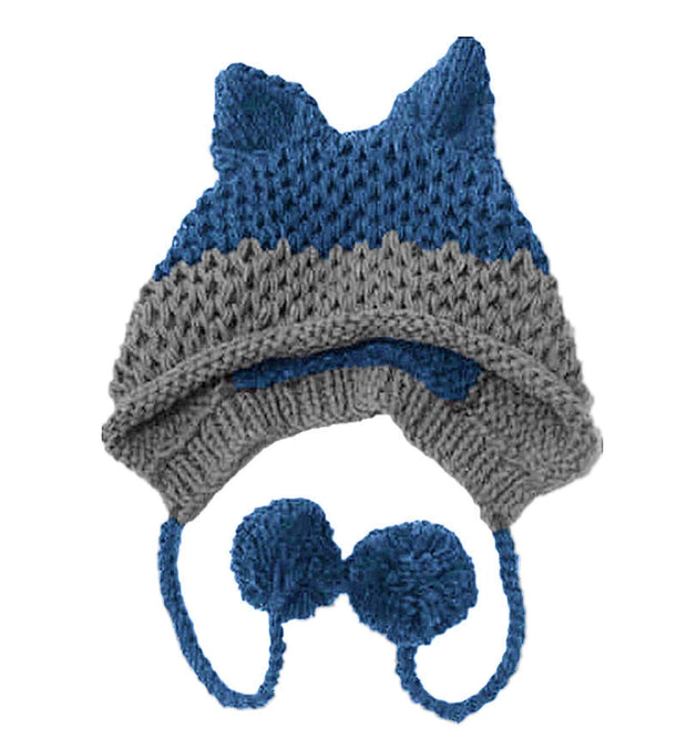 BomHCS Cute Fox Ears Beanie Winter Warm 100% Handmade Knit Hat 0 DailyAlertDeals Navy Light Grey  