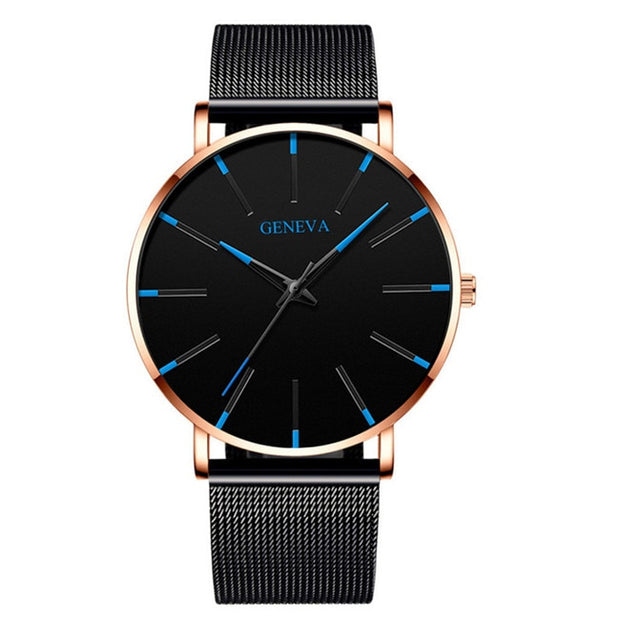 2022 Minimalist Men Fashion Ultra Thin Watches Simple Men Business Stainless Steel Mesh Belt Quartz Watch relogio masculino 0 DailyAlertDeals Mesh Blue Rose  