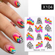 Harunouta French Line Pattern 3D Nail Art Stickers Fluorescence Color Flower Marble Leaf Decals On Nails  Ink Transfer Slider 0 DailyAlertDeals X104  