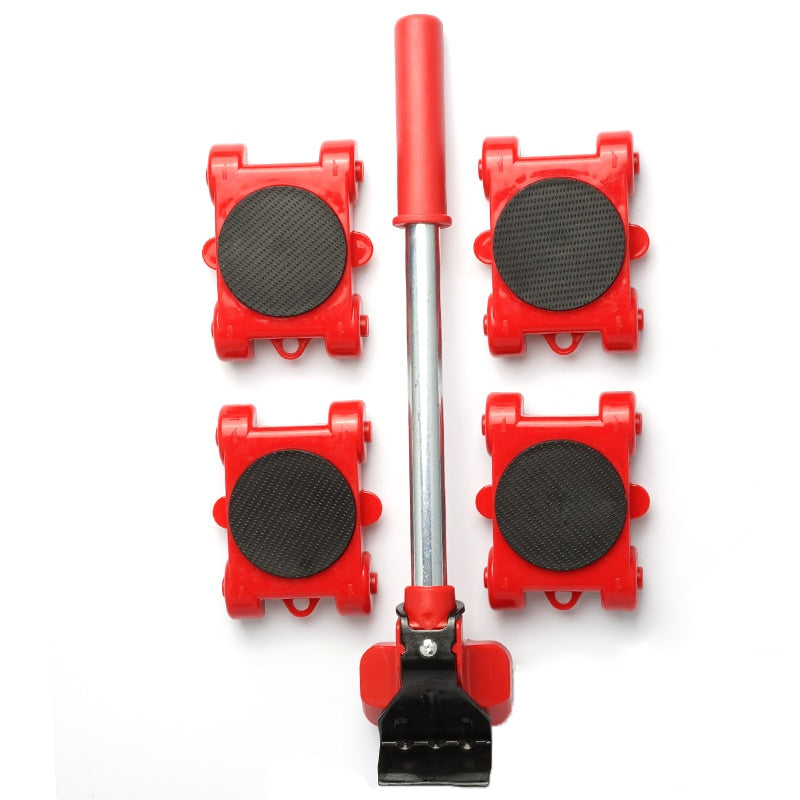 Furniture Mover Set Furniture Mover Tool Transport Lifter Heavy Stuffs Moving Wheel Roller Bar Hand Tools 5 Pcs Set 0 DailyAlertDeals   