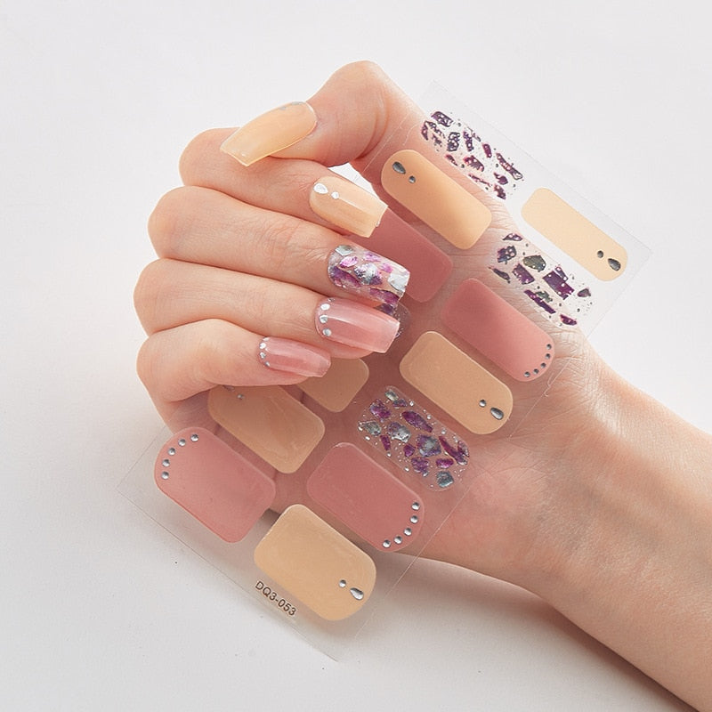 Four Sorts 0f Nail Stickers Nails Art Decoration Manicure Shiny Nail Decoration Decals Plain Stickers Nail Accesoires Women nail decal sticker DailyAlertDeals