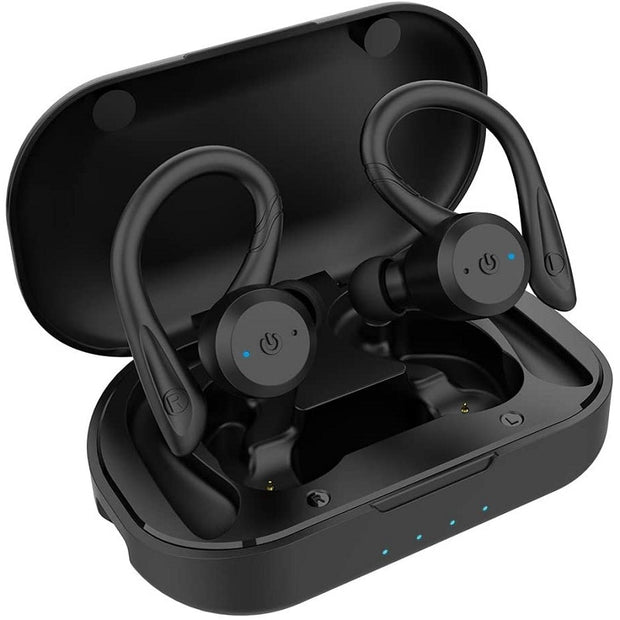 20 Hours Play time Swimming Waterproof Bluetooth Earphone Dual Wear Style Sport Wireless Headset TWS Ipx7 Earbuds Stereo earbuds DailyAlertDeals Black  