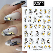 Harunouta Gold Leaf 3D Nail Stickers Spring Nail Design Adhesive Decals Trends Leaves Flowers Sliders for Nail Art Decoration 0 DailyAlertDeals S002  