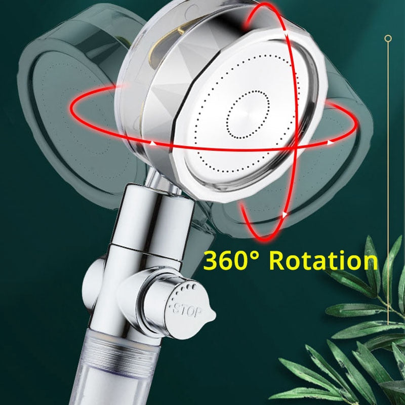 Strong Pressurization Spray Nozzle Water Saving  Rainfall 360 Degrees Rotating With Small Fan Washable Hand-held Shower Head Hand Shower DailyAlertDeals   