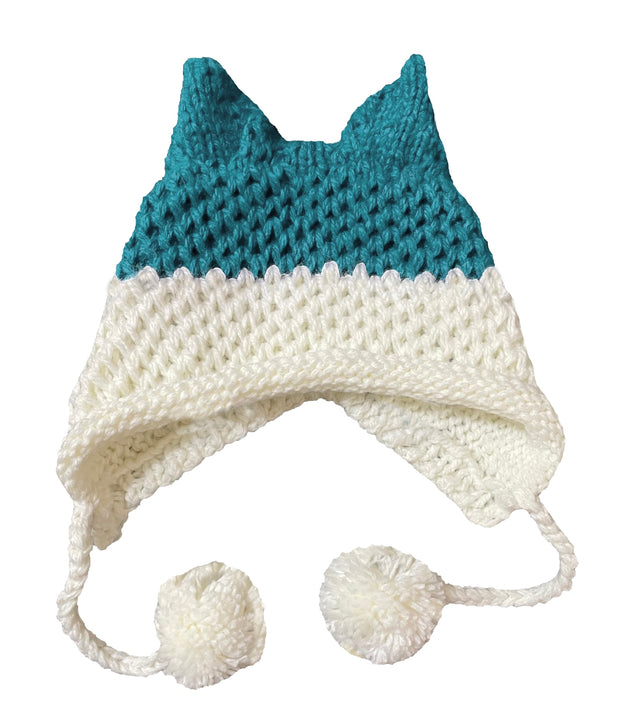 BomHCS Cute Fox Ears Beanie Winter Warm 100% Handmade Knit Hat 0 DailyAlertDeals Peacock White  