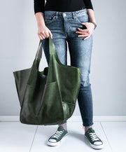 Casual Soft Large Capacity Tote Women Handbags Designer Aged Metal Look Luxury Pu Leather Shoulder Bag Retro Big Shopper Purses 0 DailyAlertDeals Green China 