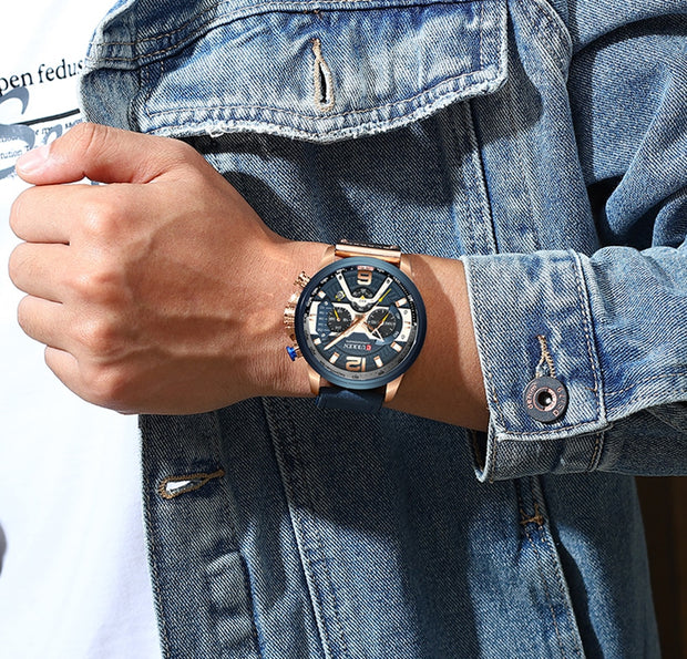 CURREN Casual Sport Watches for Men Top Brand Luxury Military Leather Wrist Watch Man Clock Fashion Chronograph Wristwatch wrist watches DailyAlertDeals   