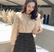 2022 Elegant Ladies Tops Women&#39;s Tops and Blouses Solid Lace Blouse Button Stand Tops for Women Shirts Blusas Femininas 8049 50 0 DailyAlertDeals   