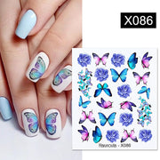 Harunouta  1Pc Spring Water Nail Decal And Sticker Flower Leaf Tree Green Simple Summer Slider For Manicuring Nail Art Watermark 0 DailyAlertDeals X086  