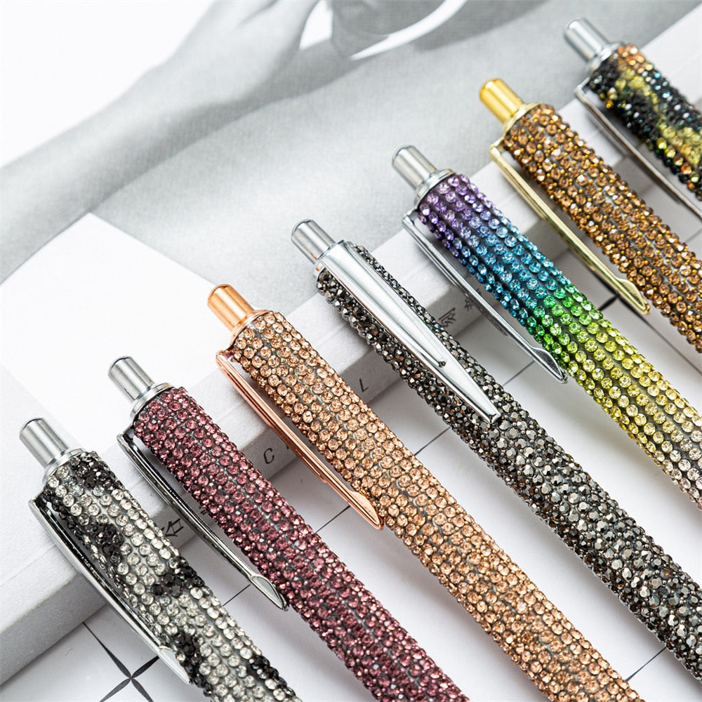 Press Ballpoint Pen Luxury Rhinestone Cute Wedding Rose Gold Metal Stationery School Office Supplies High Quality Pens Wholesale 0 DailyAlertDeals   
