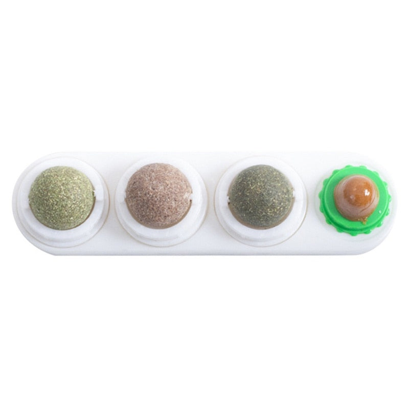 Pet Cat Catnip Wall Ball Cat Toy Catnip Balls Snack Healthy Rotatable Treats Toy Kitten Playing Chewing Cleaning Teeth Toys Food Cat toy catnip balls DailyAlertDeals White China 
