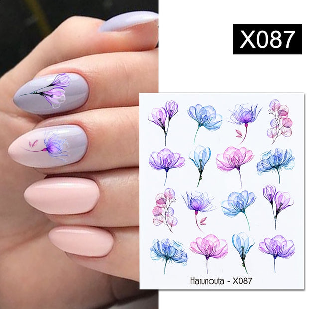 1Pc Spring Water Nail Decal And Sticker Flower Leaf Tree Green Simple Summer DIY Slider For Manicuring Nail Art Watermark 0 DailyAlertDeals X087  