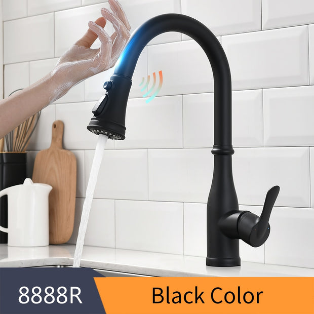 Smart Touch Kitchen Faucets Crane For Sensor Kitchen Water Tap Sink Mixer Rotate Touch Faucet Sensor Water Mixer KH-1005 Smart Touch Kitchen Faucets DailyAlertDeals 8888-Black United States 