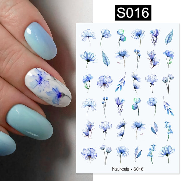 Harunouta Valentine's Day 3D Nail Stickers Heart Flower Leaves Line Sliders French Tip Nail Art Transfer Decals 3D Decoration 0 DailyAlertDeals   