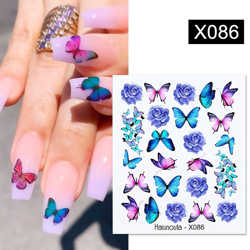 Harunouta Black Lines Flower Leaves Water Decals Stickers Floral Face Marble Pattern Slider For Nails Summer Nail Art Decoration 0 DailyAlertDeals X086  