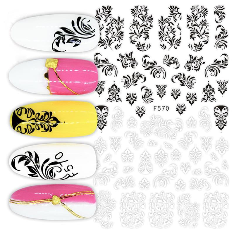 Harunouta Slider Design 3D Black People Silhouettes Blooming Nail Stickers Gold Bronzing Leaf Flower Nail Foils Decoration Nail Stickers DailyAlertDeals 6  
