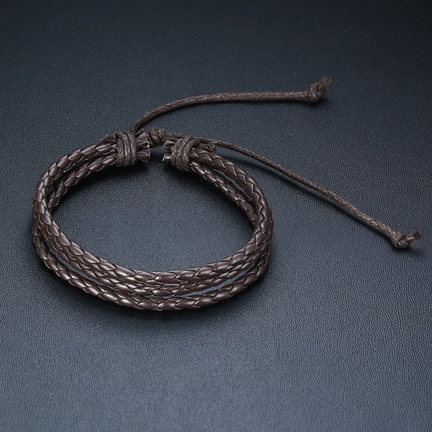 Vnox 4Pcs/ Set Braided Wrap Leather Bracelets for Men Vintage Life Tree Rudder Charm Wood Beads Ethnic Tribal Wristbands 0 DailyAlertDeals BL-542Z China 