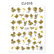 Harunouta Slider Design 3D Black People Silhouettes Blooming Nail Stickers Gold Bronzing Leaf Flower Nail Foils Decoration Nail Stickers DailyAlertDeals CJ-015  
