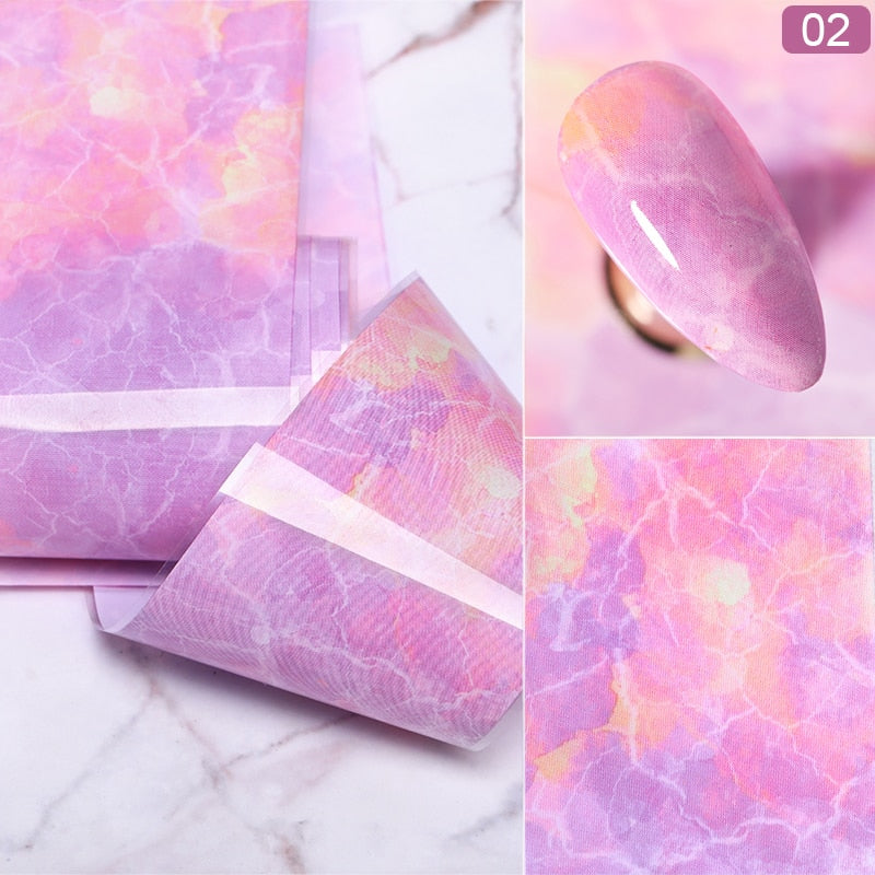 Nail Foils Marble Series Nail Transfer Foils Decorations DIY idea nail Art Transfer Sticker Decals Nail Accessories Nail Sticker DailyAlertDeals Pink  