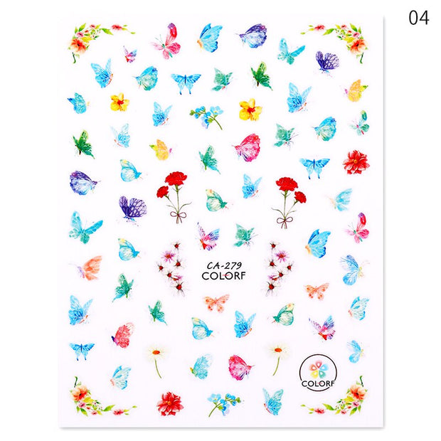 Nail Blue Butterfly Stickers Flowers Leaves Self Adhesive Decals 3D Transfer Sliders Wraps Manicure Foils DIY Decorations Tips 0 DailyAlertDeals 30  