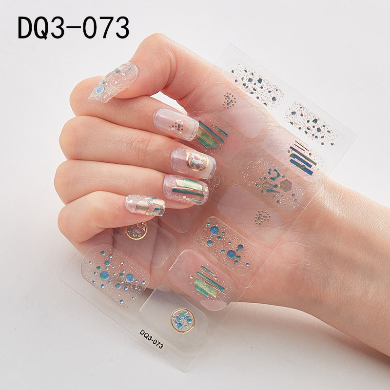 Lamemoria 1pc 3D Nail Slider Beauty Nail Stickers Shining Wave Line Decals Adhesive Manicure Tips Salon Nail Art Decorations nail decal stickers DailyAlertDeals DQ3-73  