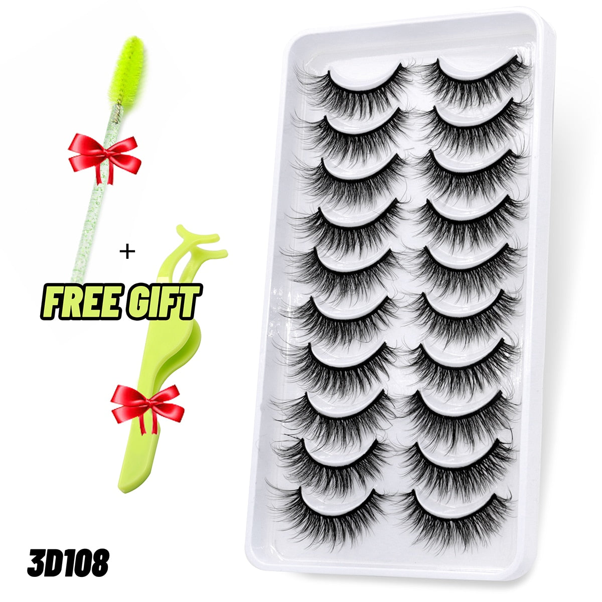 GROINNEYA Eyelashes 3D Mink Lashes Fluffy Soft Wispy Natural Cross Eyelash Extension Reusable Lashes Mink False Eyelashes Makeup 0 DailyAlertDeals 10pairs-3D108 France 