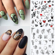 Harunouta Abstract Lady Face Water Decals Fruit Flower Summer Leopard Alphabet Leaves Nail Stickers Water Black Leaf Sliders 0 DailyAlertDeals 35  