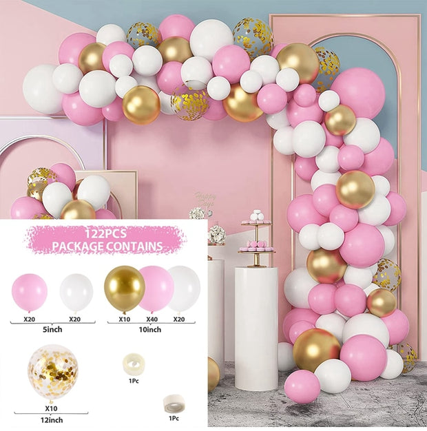 Pink Balloon Garland Arch Kit Birthday Party Decorations Kids Birthday Foil White Gold Balloon Wedding Decor Baby Shower Globos Balloons Set for Birthday Parties DailyAlertDeals 21 AS SHOWN 