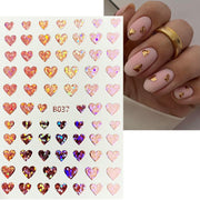 Purple Heart Love Design 3D Nail Sticker English Letter Stickers Face Pattern Trasnfer Sliders Valentine Nail Art Decoration 0 DailyAlertDeals BO37  Pink  