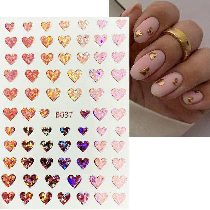 The New Heart Love Design Gold Sliver 3D Nail Art Sticker English Letter French Striping Lines Trasnfer Sliders Valentine Decor 0 DailyAlertDeals