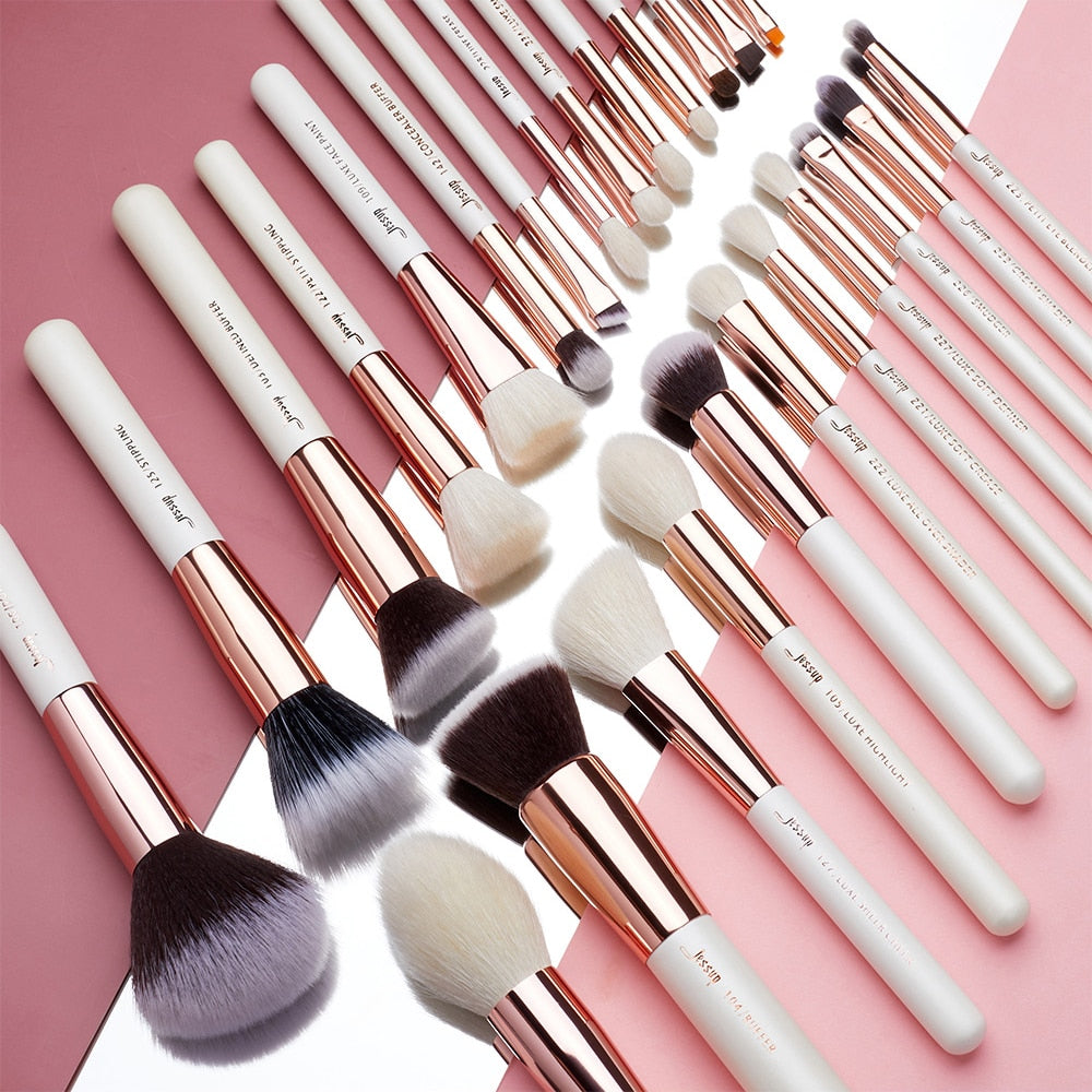 Jessup Professional Makeup brushes set ,6- 25pcs Makeup brush Natural Synthetic Foundation Powder Highlighter Pearl White T215  DailyAlertDeals   