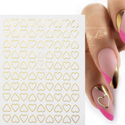 The New Heart Love Design Gold Sliver 3D Nail Art Sticker English Letter French Striping Lines Trasnfer Sliders Valentine Decor Nail Stickers DailyAlertDeals 06  