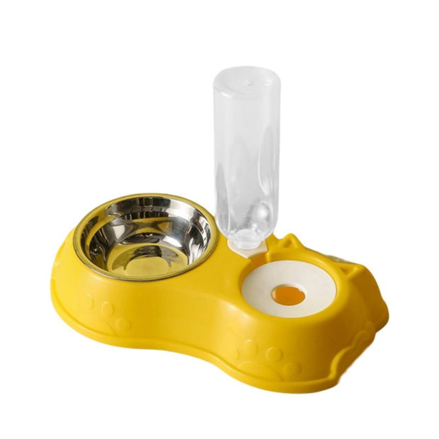 500ML Dog Bowl Cat Feeder Bowl With Dog Water Bottle Automatic Drinking Pet Bowl Cat Food Bowl Pet Stainless Steel Double 3 Bowl 500ML Dog Bowl Cat Feeder Bowl DailyAlertDeals 2 in 1 Yellow United States 