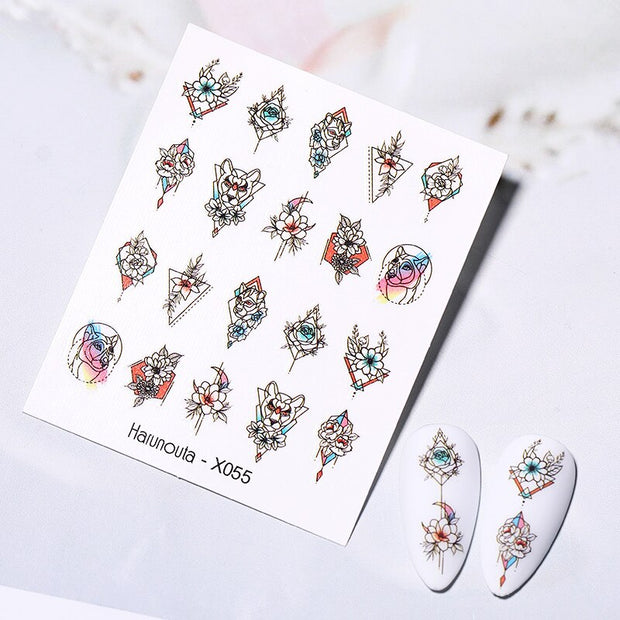 Harunouta Abstract Lady Face Water Decals Fruit Flower Summer Leopard Alphabet Leaves Nail Stickers Water Black Leaf Sliders Nail Stickers DailyAlertDeals X055  