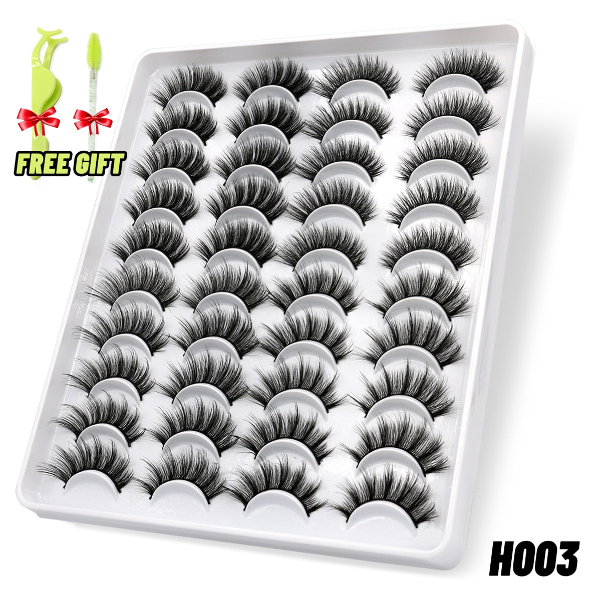 GROINNEYA Eyelashes 3D Mink Lashes Fluffy Soft Wispy Natural Cross Eyelash Extension Reusable Lashes Mink False Eyelashes Makeup 0 DailyAlertDeals 20pairs-H003 France 