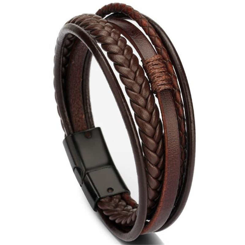 ZOSHI Trendy Genuine Leather Bracelets Mens Multilayer Braided Rope Bracelets Male Female Bracelets Retro Jewelry Mens Multilayer Braided Rope Bracelets DailyAlertDeals   