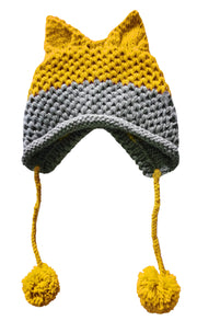 BomHCS Cute Fox Ears Beanie Winter Warm 100% Handmade Knit Hat 0 DailyAlertDeals Yellow Gray  