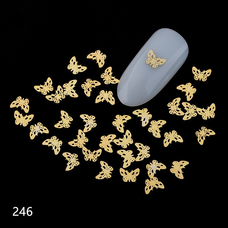 100Pcs/Lot Gold Metal Nail Decals Ultra-thin Flakes Nail Bling Rhinestone Cute 3D Nail Art Decorations Charm Nail Art Rivets 0 DailyAlertDeals 246  
