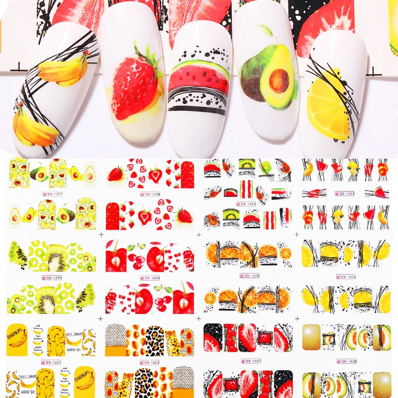 12 Designs Nail Stickers Set Mixed Floral Geometric Nail Art Water Transfer Decals Sliders Flower Leaves Manicures Decoration 0 DailyAlertDeals 01  