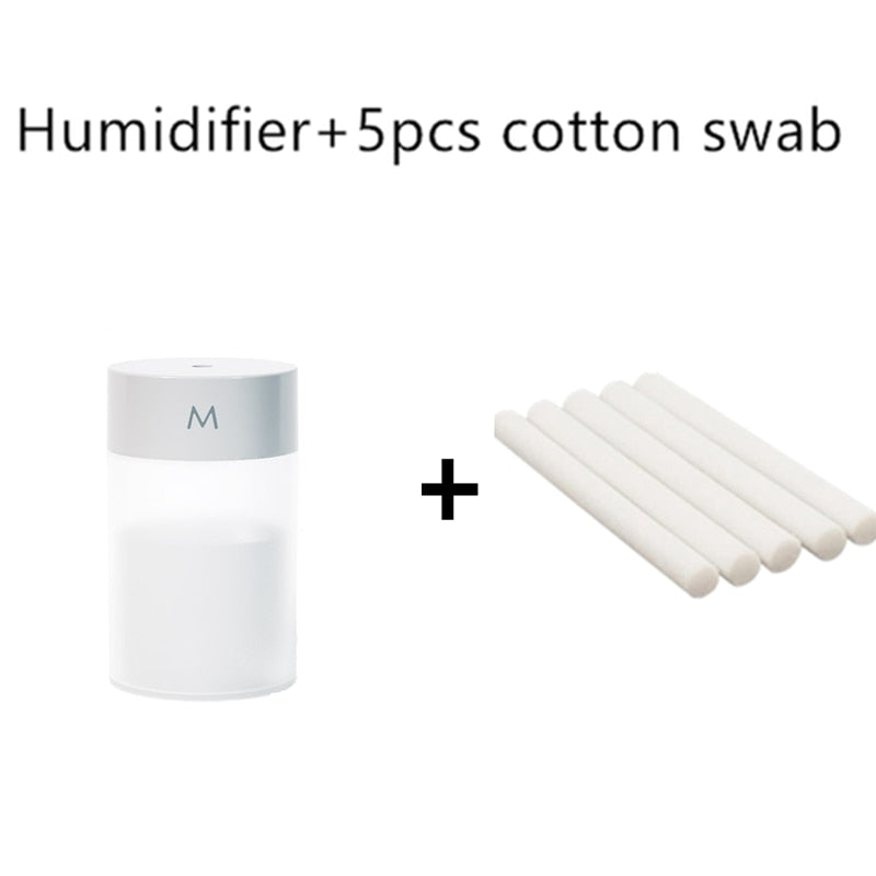 260ML Air Humidifier Ultrasonic Mini Aromatherapy Diffuser Portable Sprayer USB Essential Oil Atomizer LED Lamp for Home Car 0 DailyAlertDeals White and 5 filters  