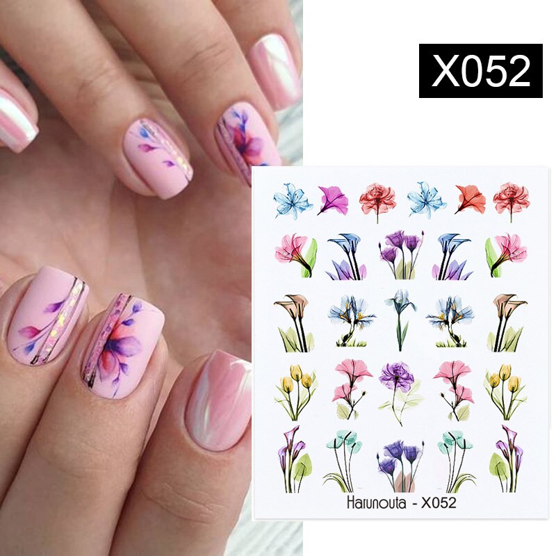 Harunouta Cool Geometrics Pattern Water Decals Stickers Flower Leaves Slider For Nails Spring Summer Nail Art Decoration DIY 0 DailyAlertDeals X052  