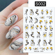 NEW Gold Nail Art 3D Decals Decoration Flower Leaves Nail Art Sticker DIY Manicure Transfer Decal Nail Stickers DailyAlertDeals S002  