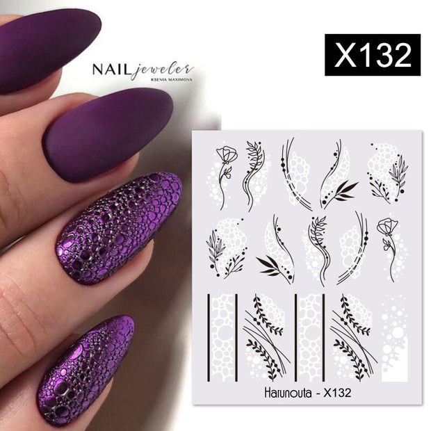 Harunouta Butterfly Flower Design Leaves Nail Water Decals Color Wave Geometric Line Charms Sliders Decoration Tips For Nail Art 0 DailyAlertDeals X132  